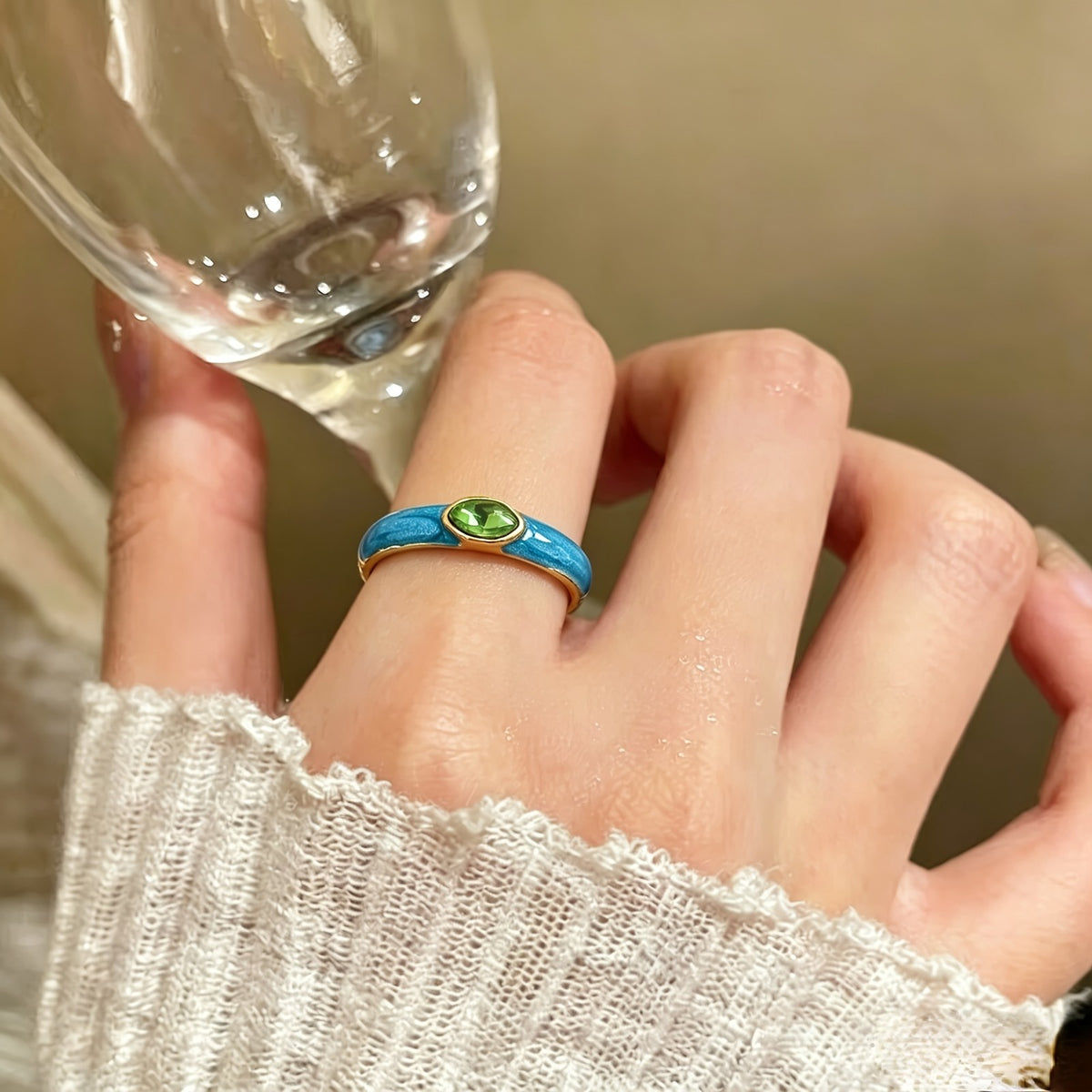 Colorful Inlaid Stone Stackable Ring Set