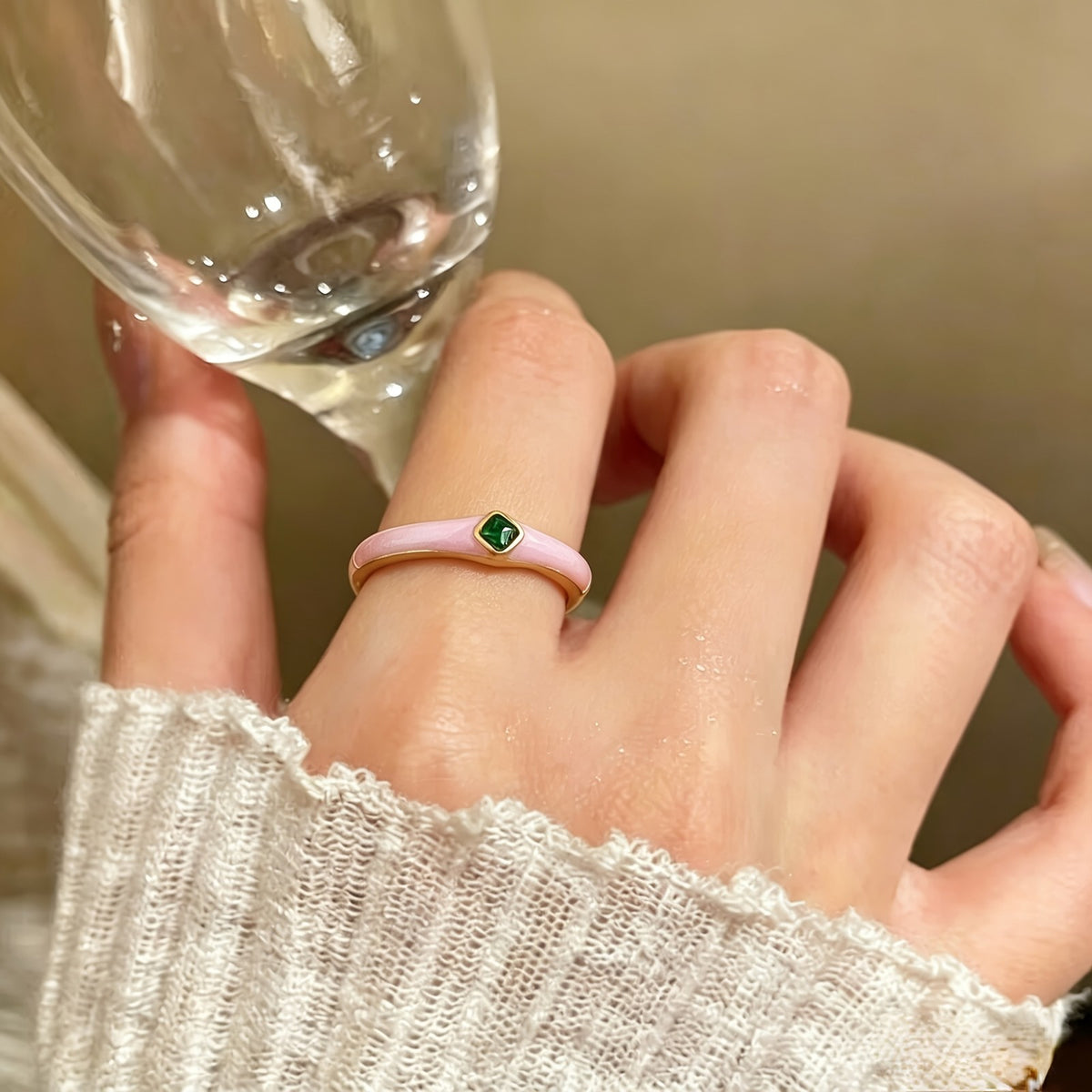 Colorful Inlaid Stone Stackable Ring Set
