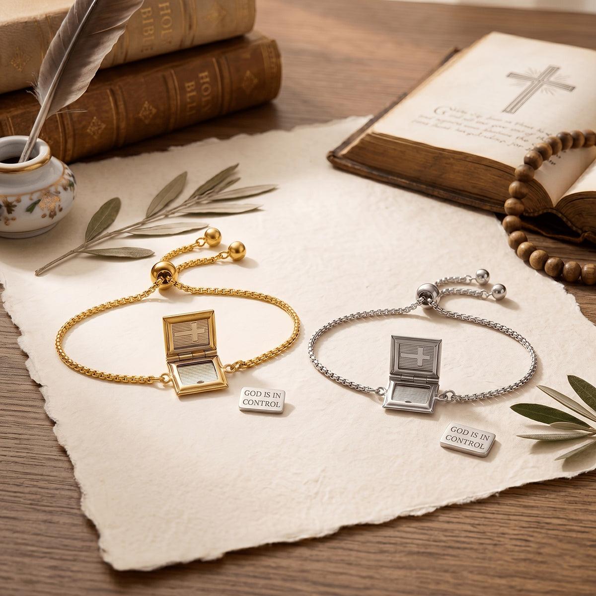 18k Openable Bible Charm Bracelet