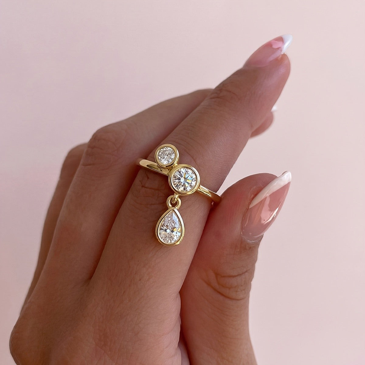 18k Asymmetric Triple Stone Ring