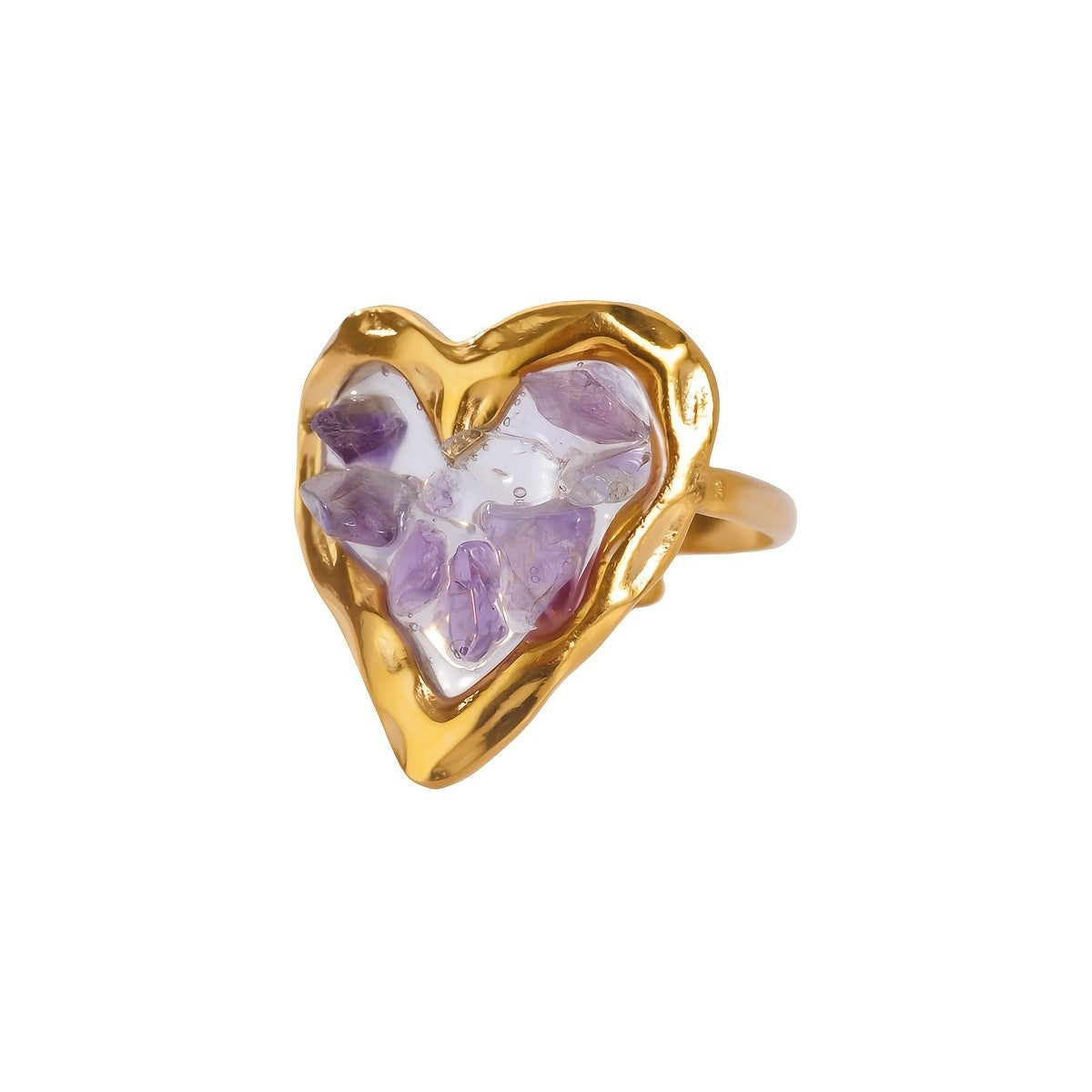 18k Heart Stone Resin Ring