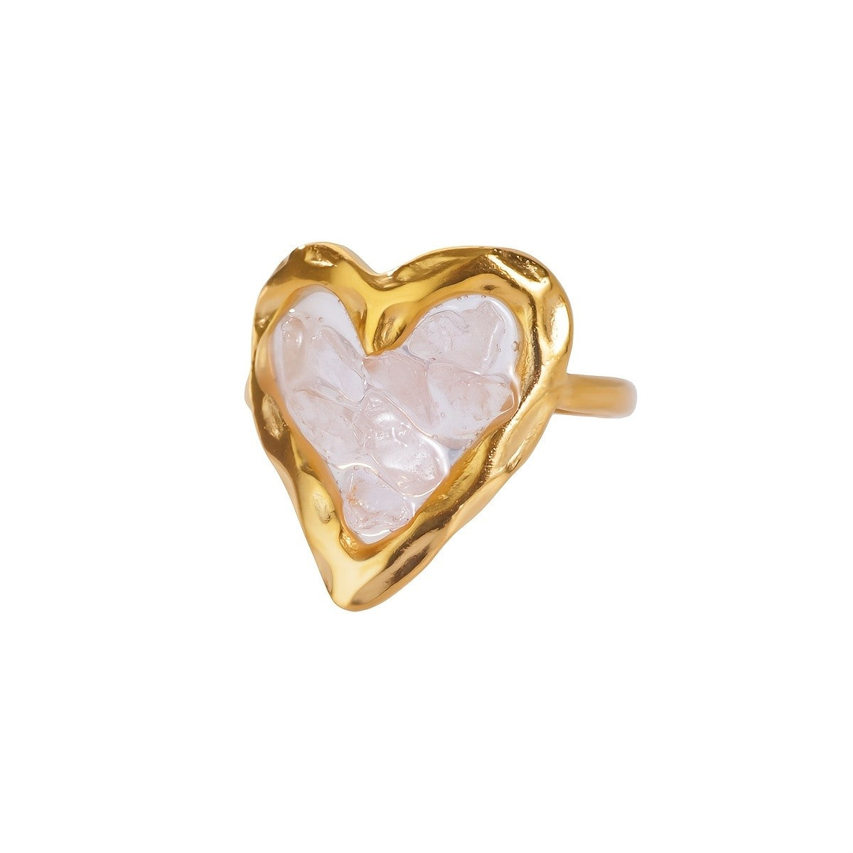 18k Heart Stone Resin Ring