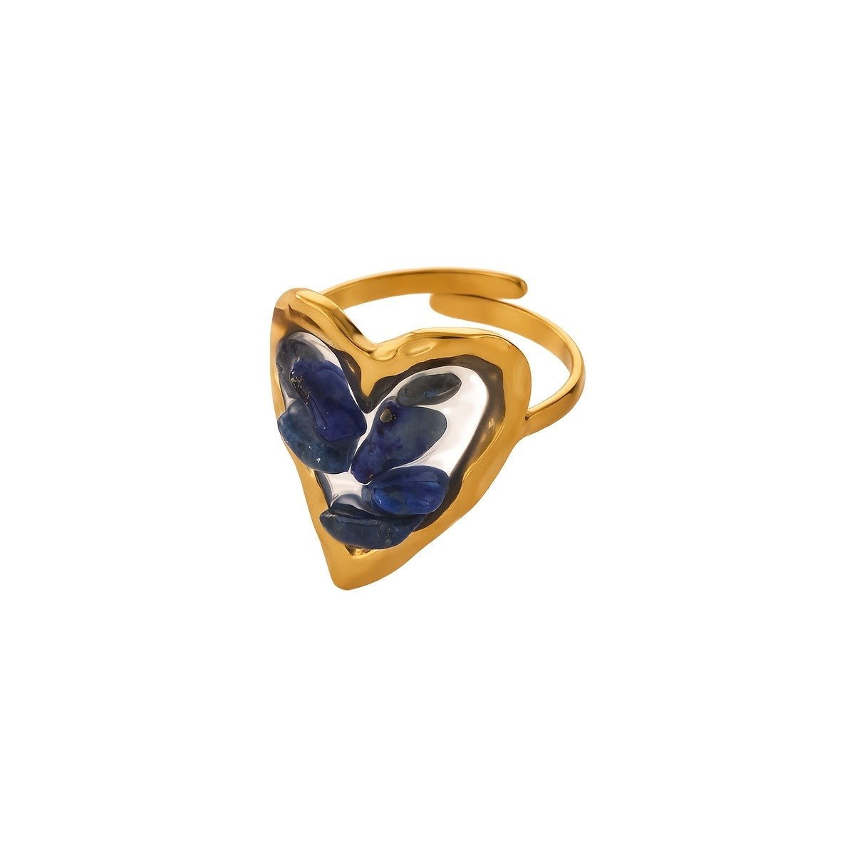 18k Heart Stone Resin Ring