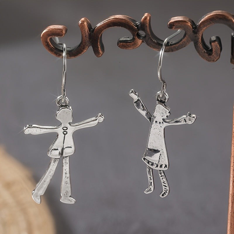 Asymmetric Cartoon Character Drop Earrings