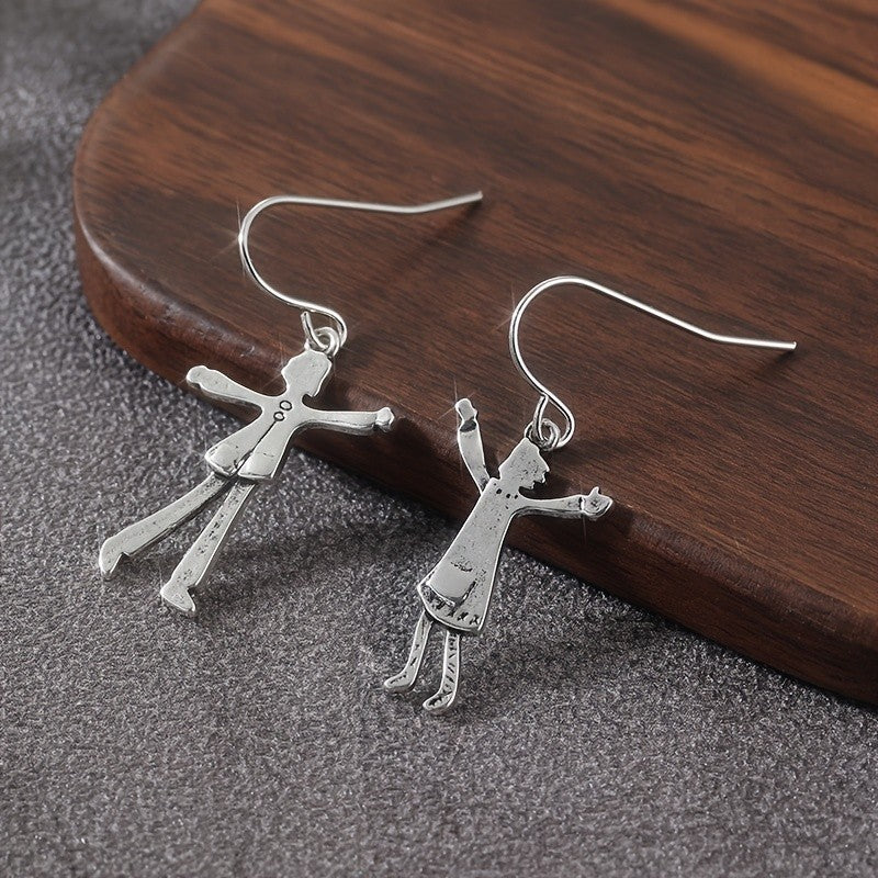 Asymmetric Cartoon Character Drop Earrings