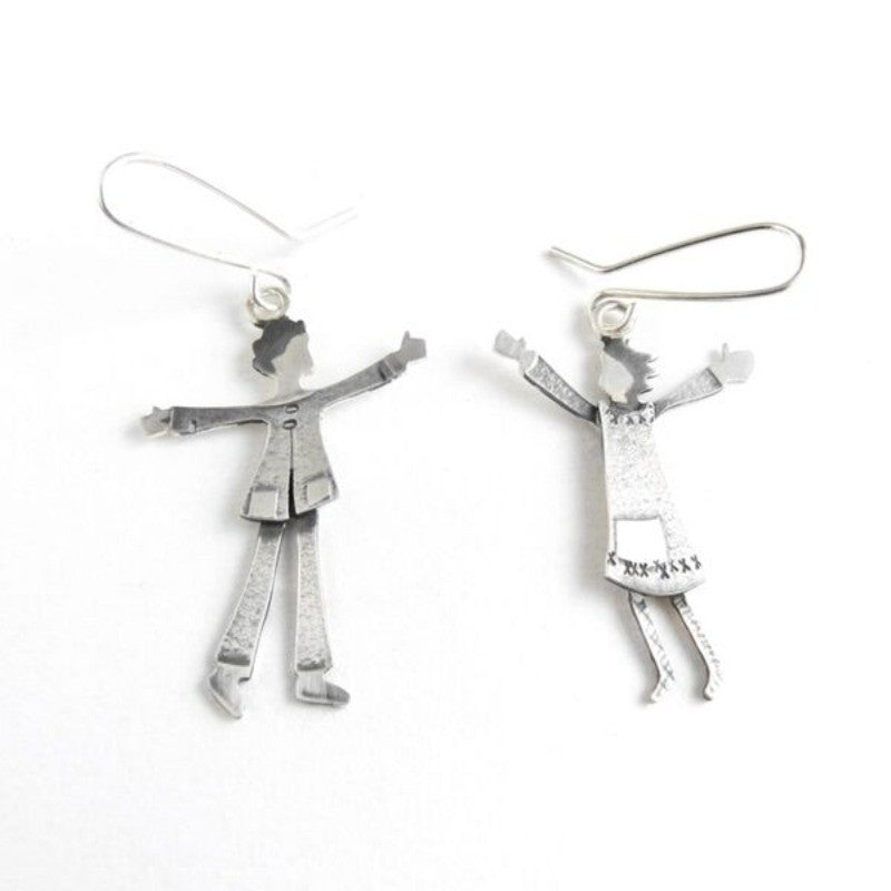 Asymmetric Cartoon Character Drop Earrings