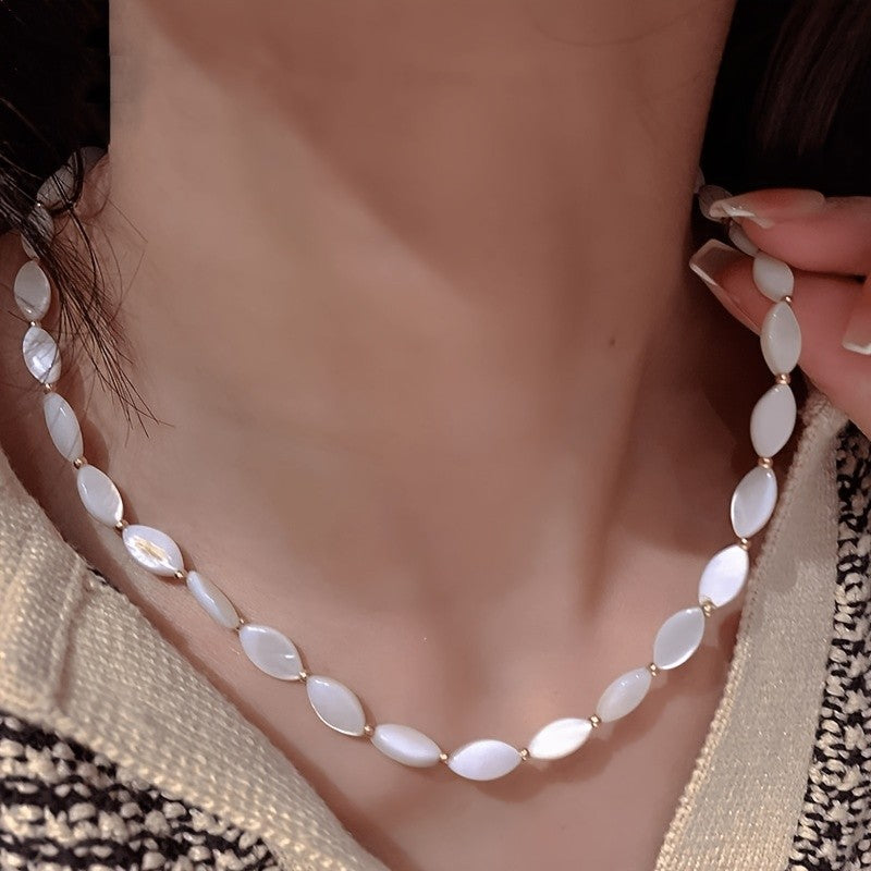 Layered White Stone Bead Necklace