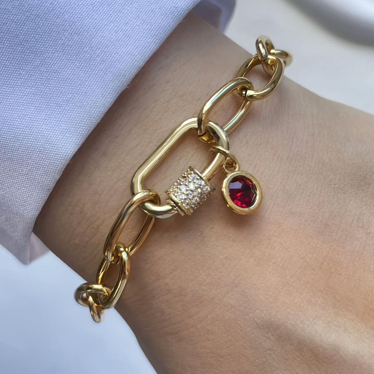 18k Multi-Color Charm Link Bracelet