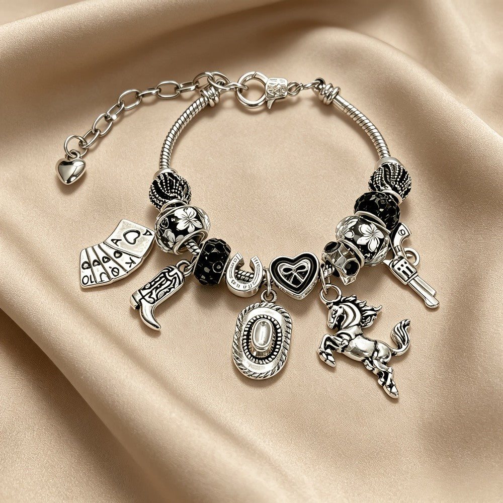 Vintage Western Charm Beaded Bracelet