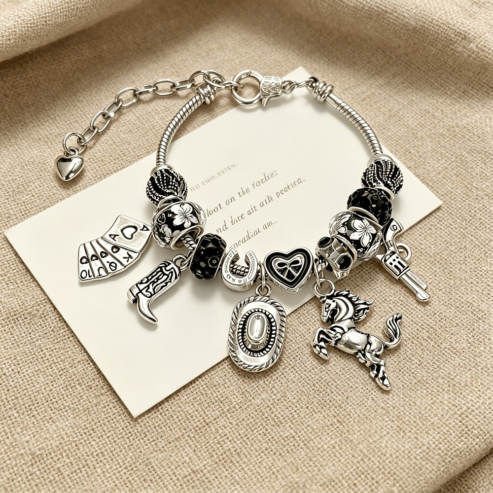 Vintage Western Charm Beaded Bracelet