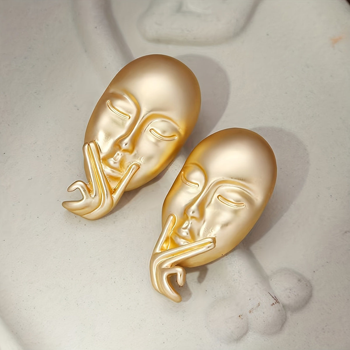 14k Vintage Face Drop Earrings