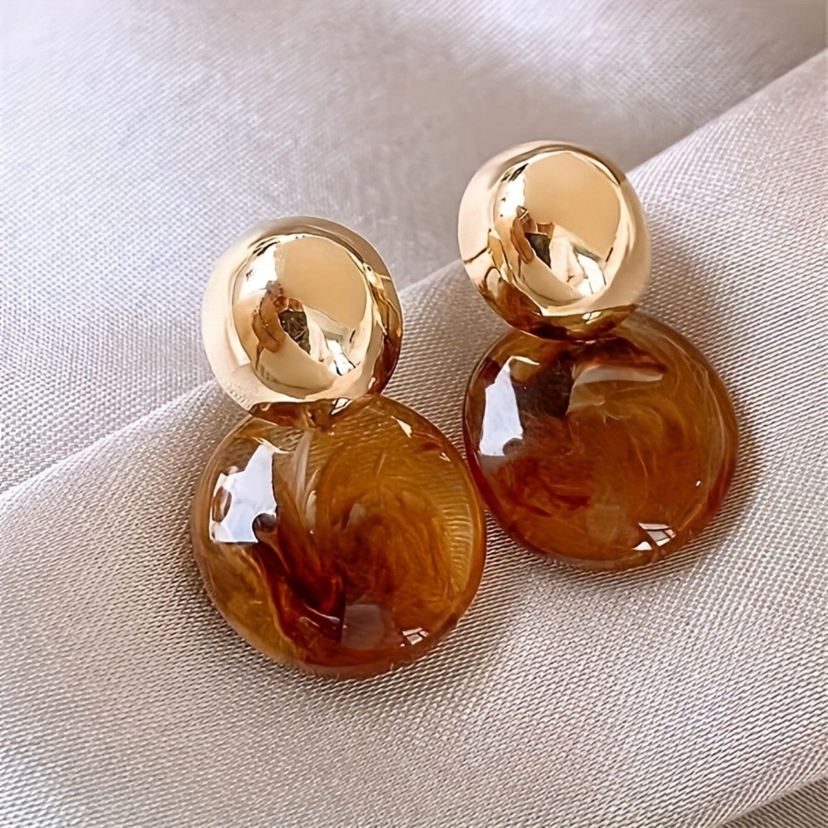 Vintage Amber Double Drop Earrings