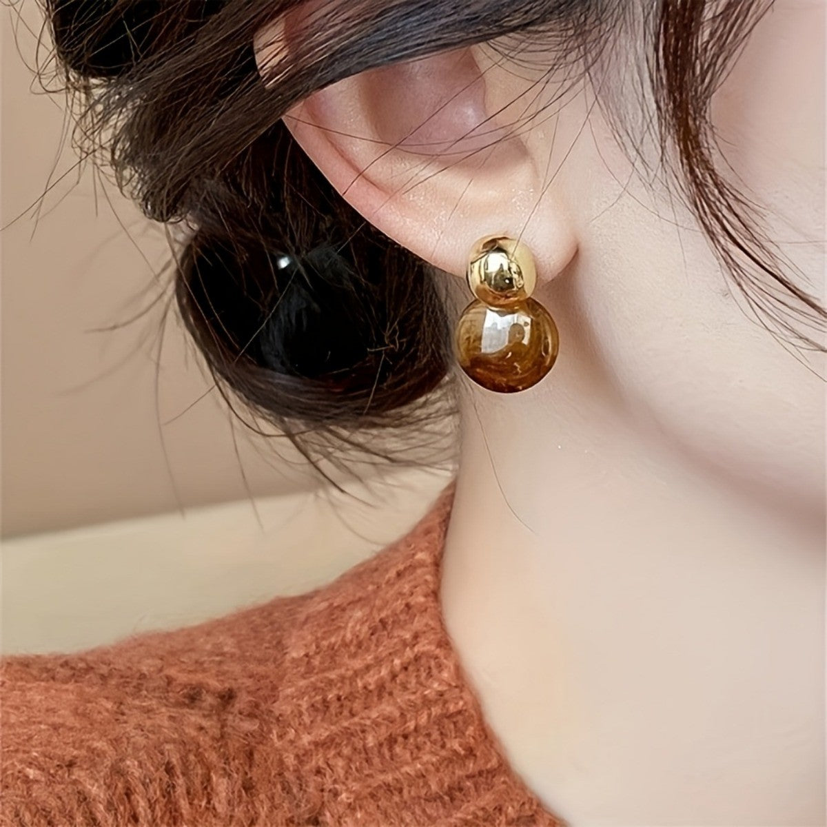 Vintage Amber Double Drop Earrings