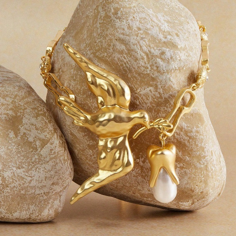 Vintage Gold Swallow Y-Necklace