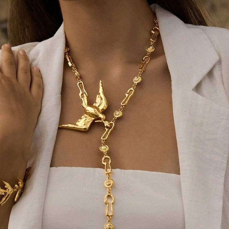 Vintage Gold Swallow Y-Necklace
