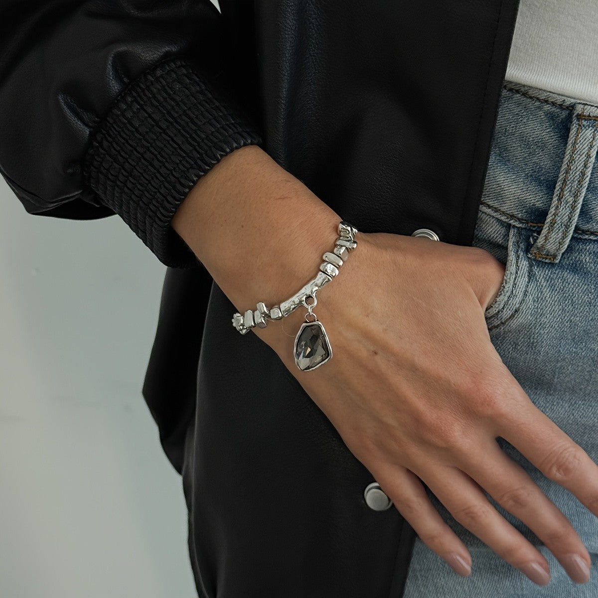 Geometric Stone Drop Bracelet