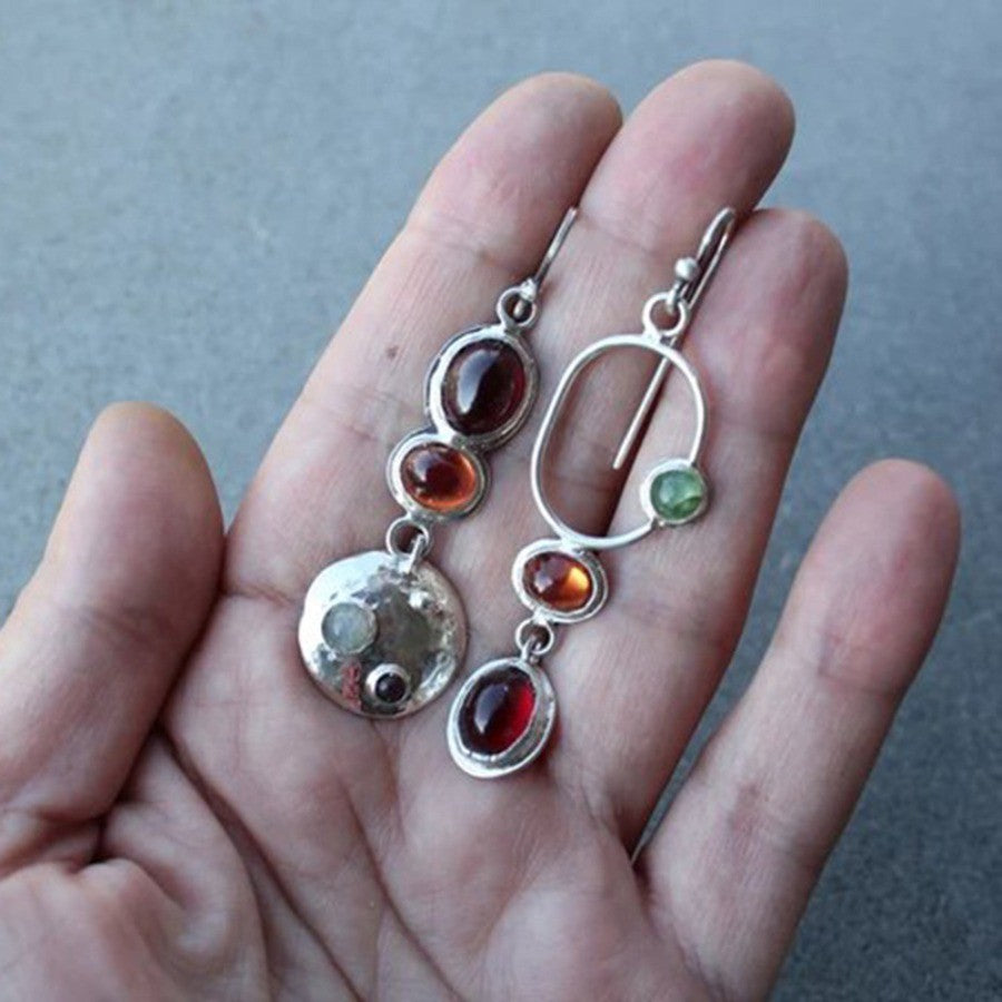 Asymmetric Vintage Geometric Stone Earrings
