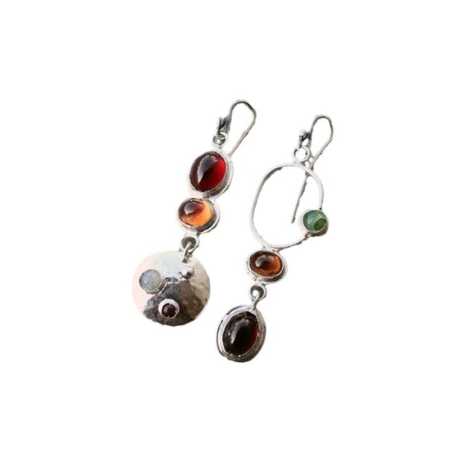 Asymmetric Vintage Geometric Stone Earrings