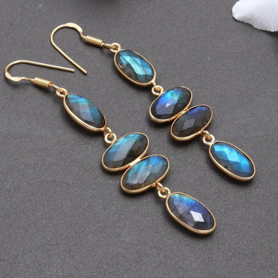 Asymmetric Vintage Geometric Stone Earrings