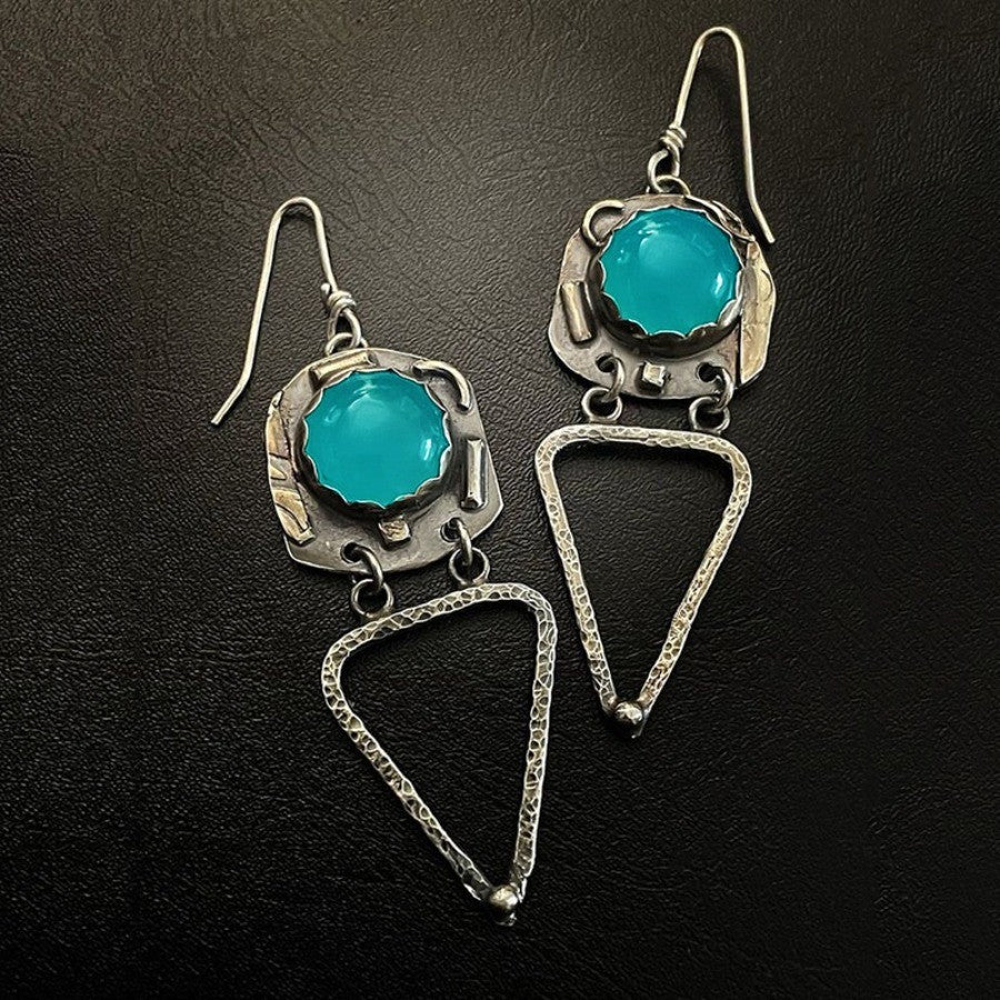 Asymmetric Vintage Geometric Stone Earrings