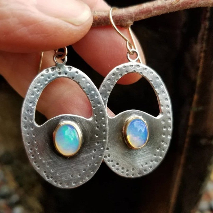 Asymmetric Vintage Geometric Stone Earrings