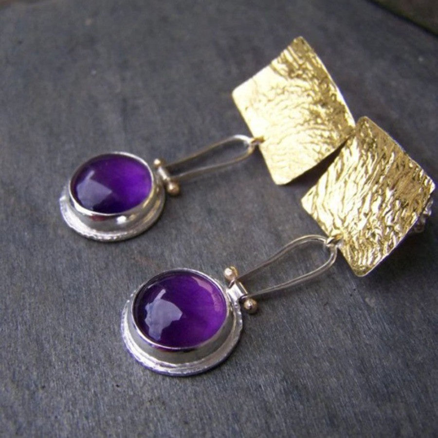 Asymmetric Vintage Geometric Stone Earrings