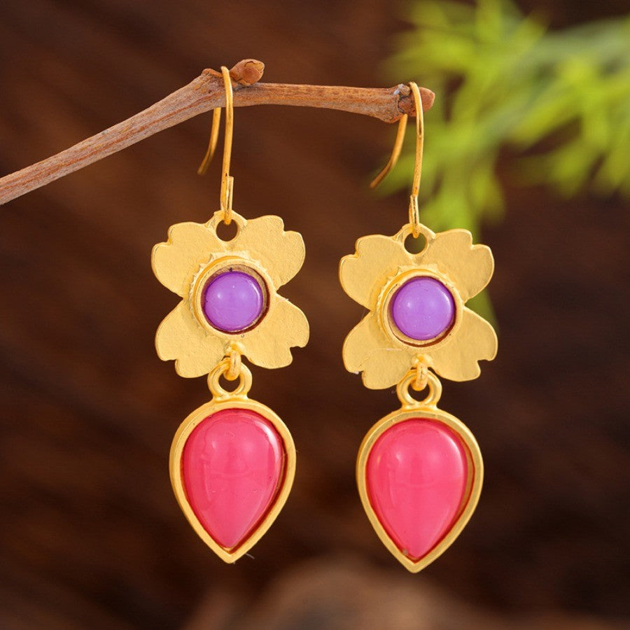 Asymmetric Vintage Geometric Stone Earrings
