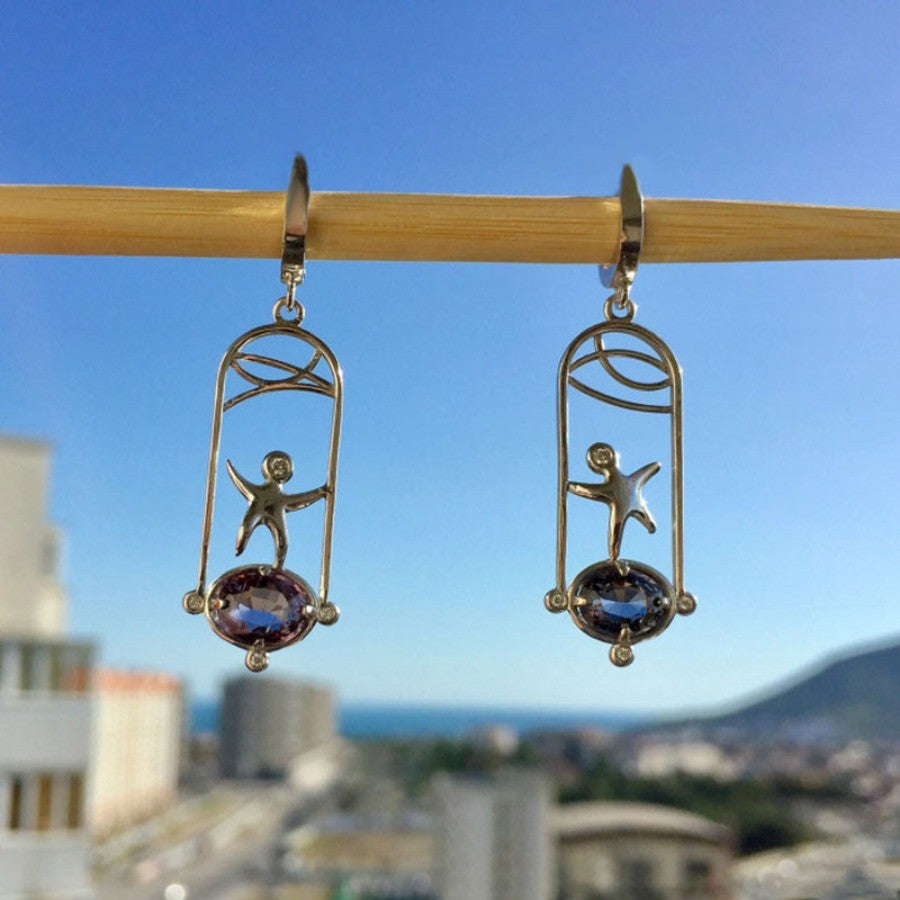 Asymmetric Vintage Geometric Stone Earrings