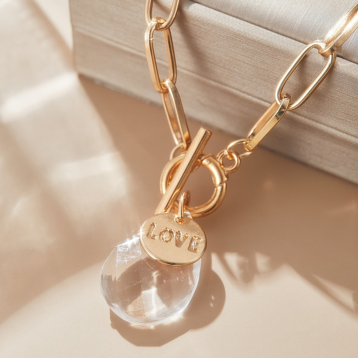 Vintage Gold Tone OT Toggle Waterdrop Necklace