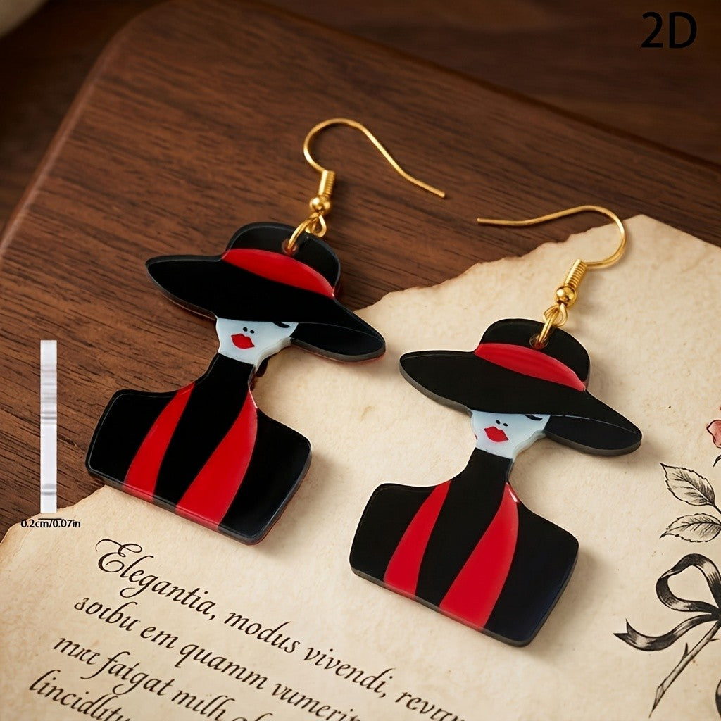 Vintage Lady Silhouette Drop Earrings