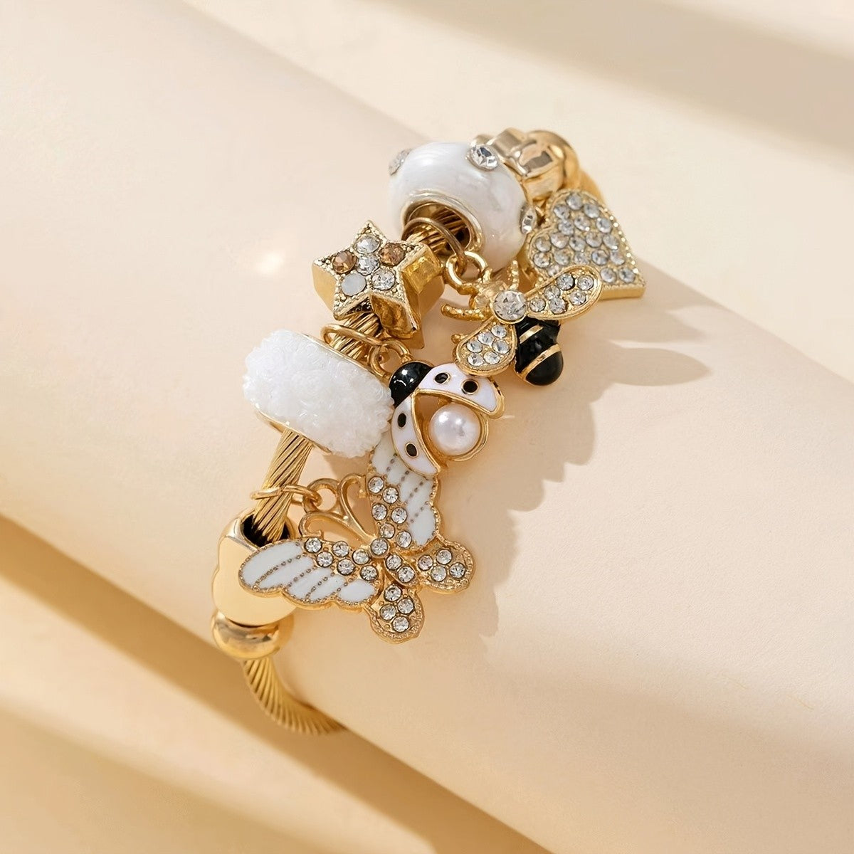 Adjustable Charm Insect & Heart Bracelet