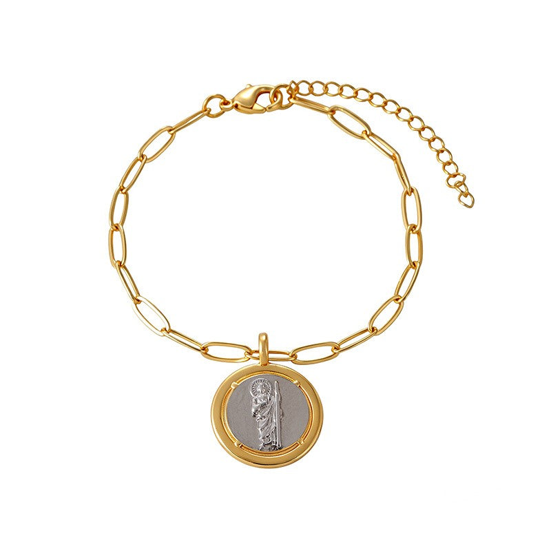 18k Vintage Round Medal Bracelet