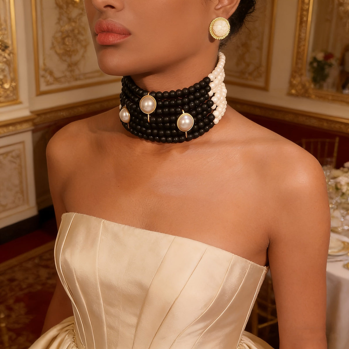 Multi-Layer Beaded Choker Necklace Set