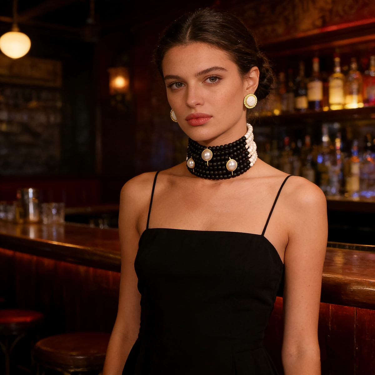 Multi-Layer Beaded Choker Necklace Set