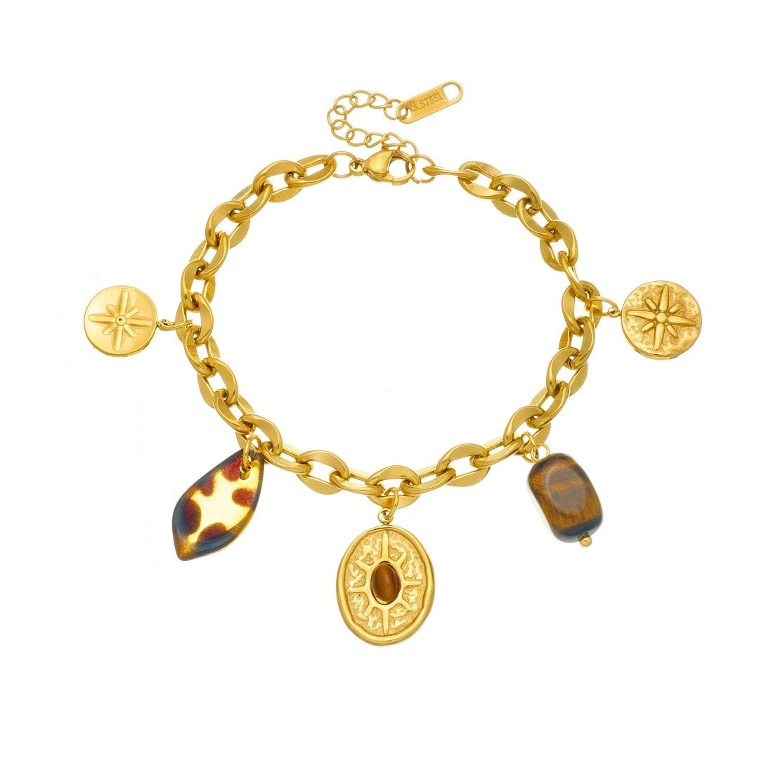 18k Geometric Charm Link Bracelet