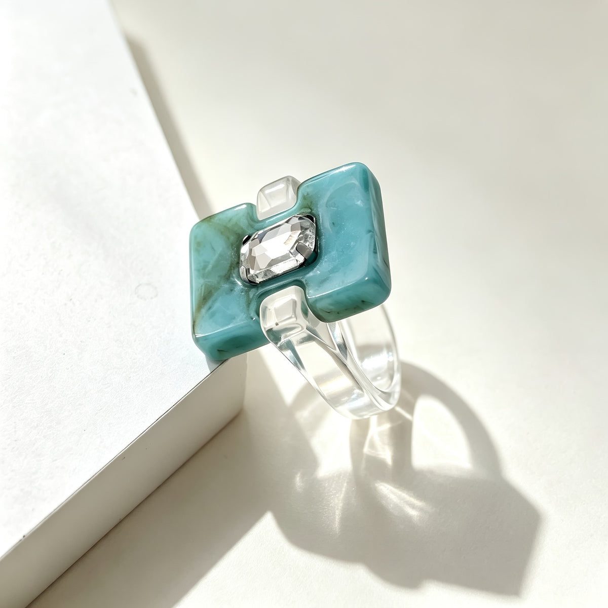 Geometric Square Resin Ring