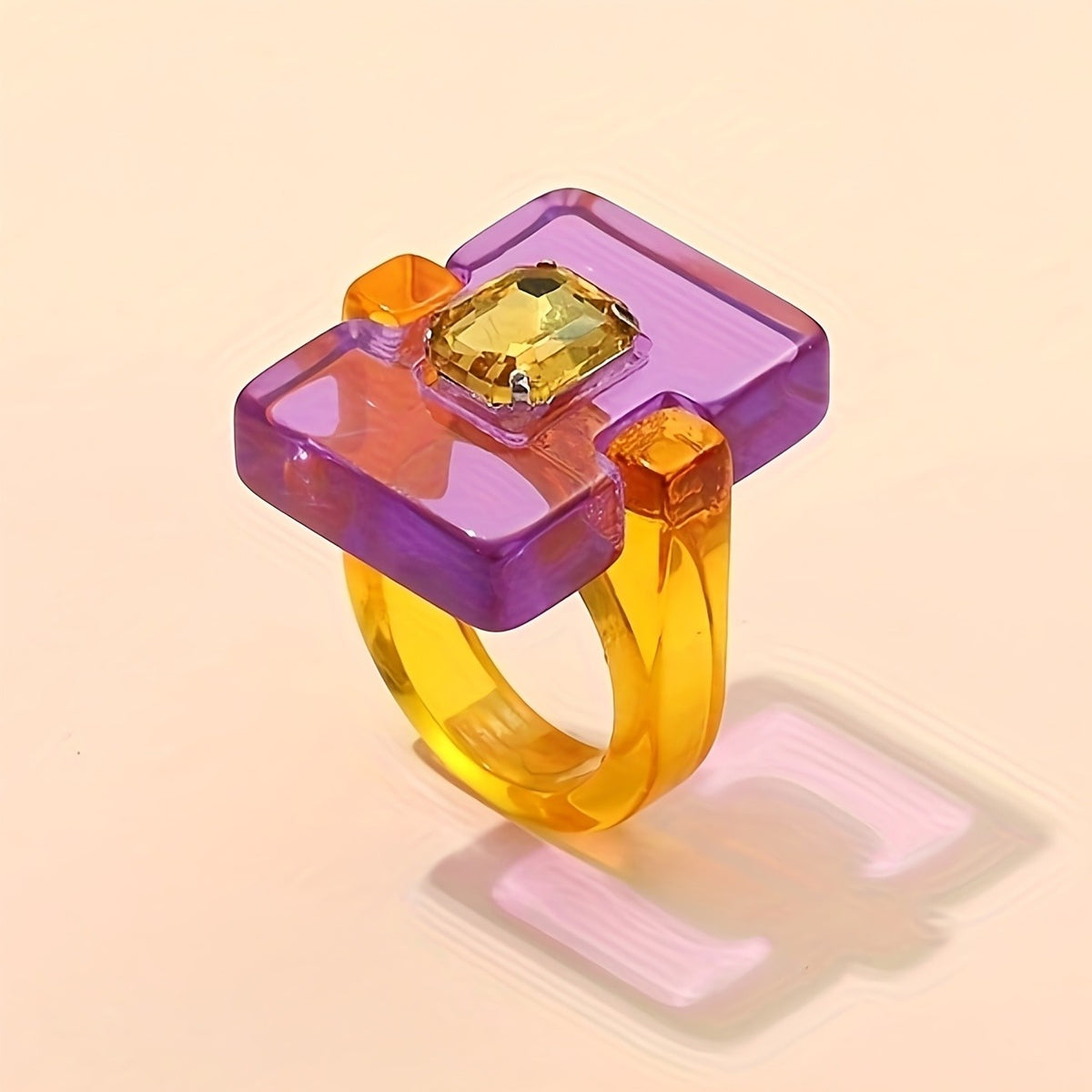 Geometric Square Resin Ring