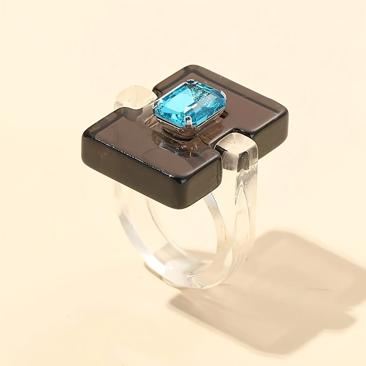 Geometric Square Resin Ring