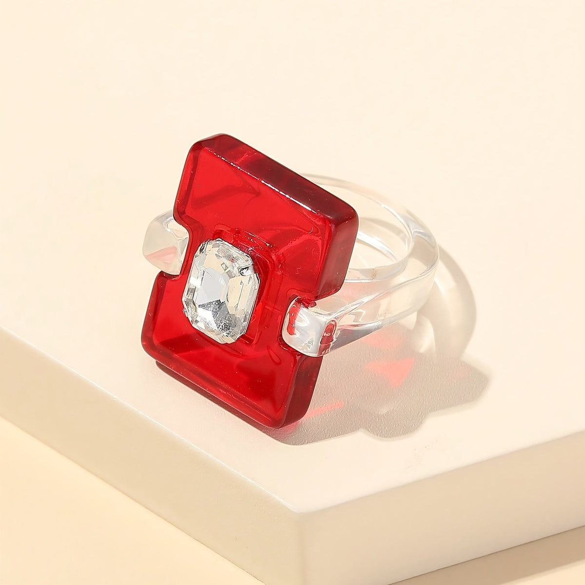 Geometric Square Resin Ring