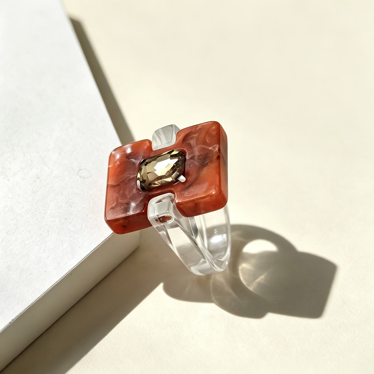 Geometric Square Resin Ring