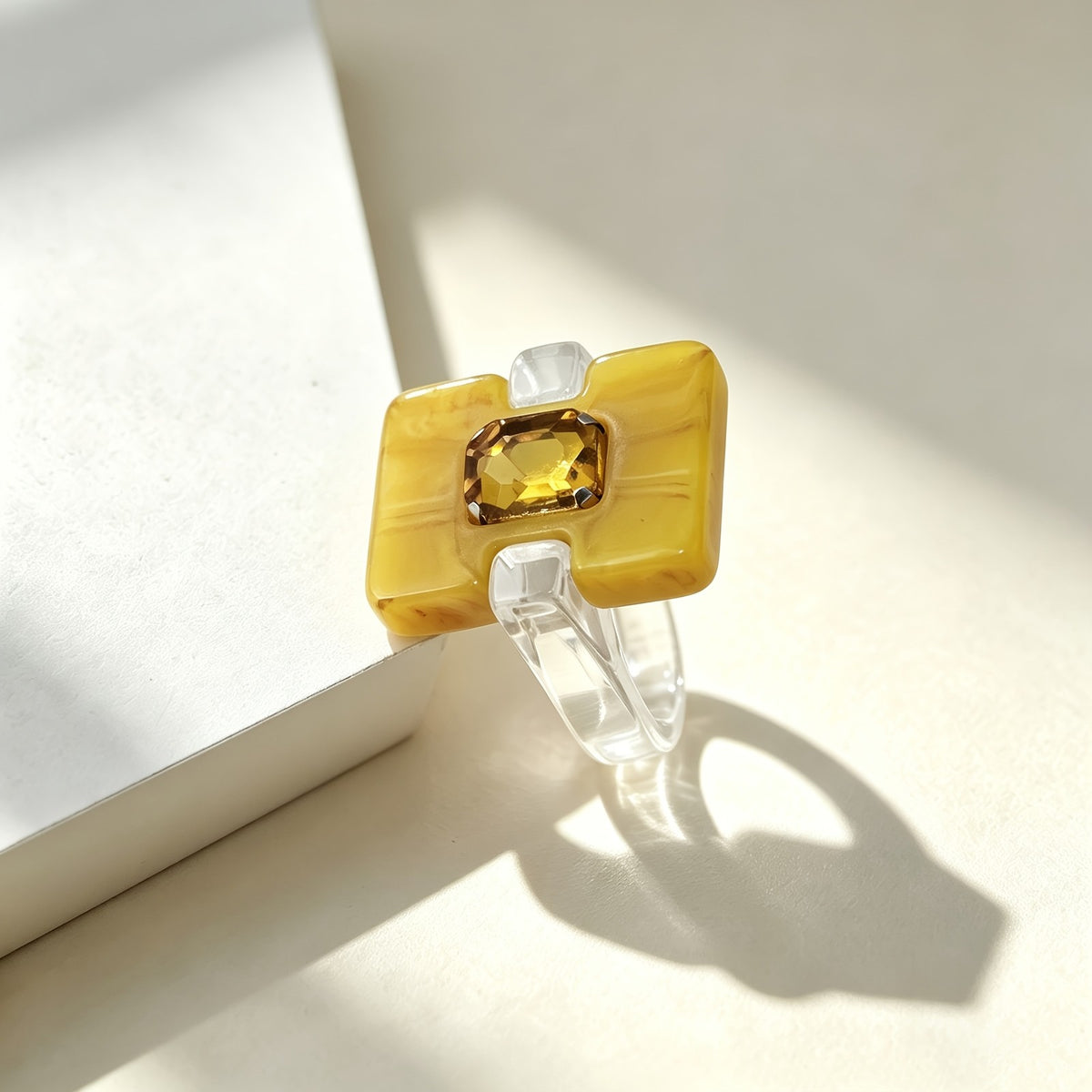 Geometric Square Resin Ring