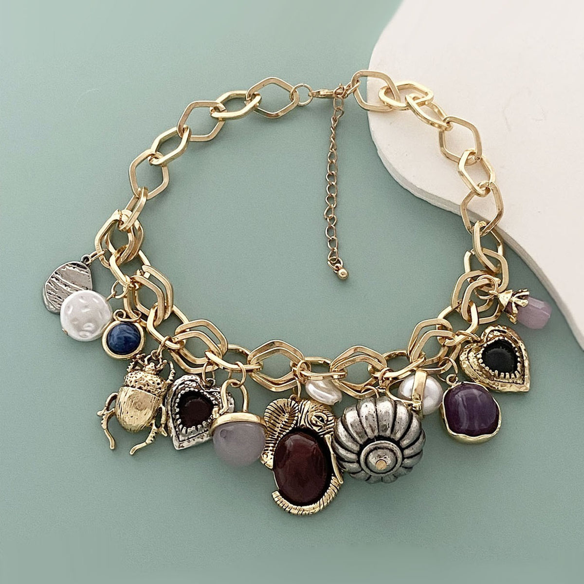 Vintage Multi-Charm Chain Necklace
