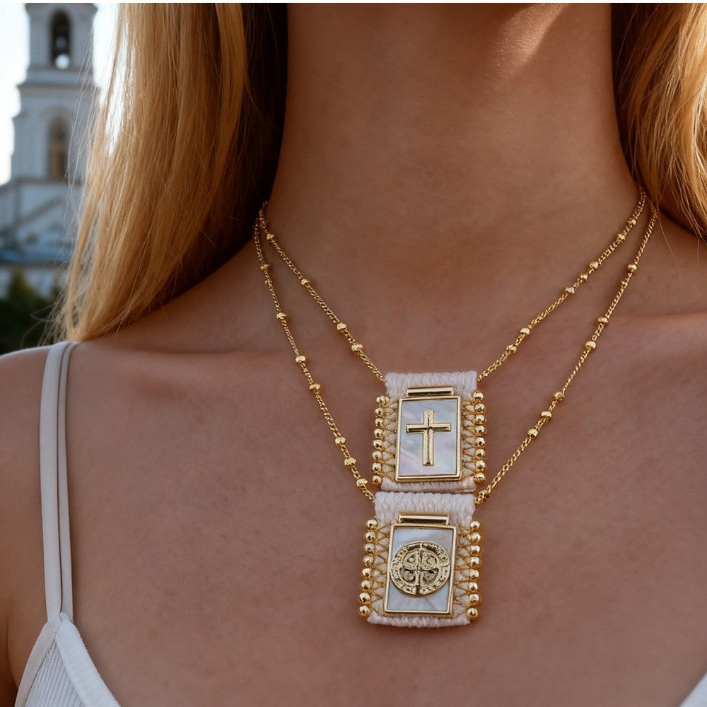 Vintage Square Cross Layered Necklace