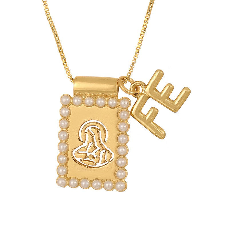 Boho Square Pearl Charm Necklace
