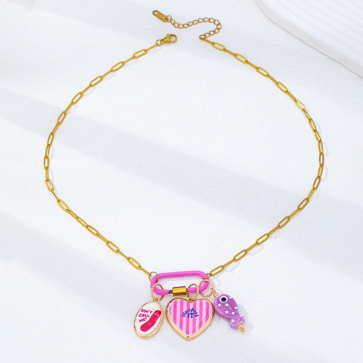 18k Colorful Enamel Charm Necklace