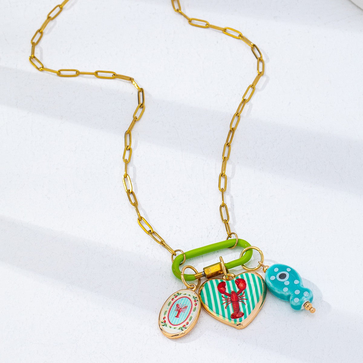 18k Colorful Enamel Charm Necklace