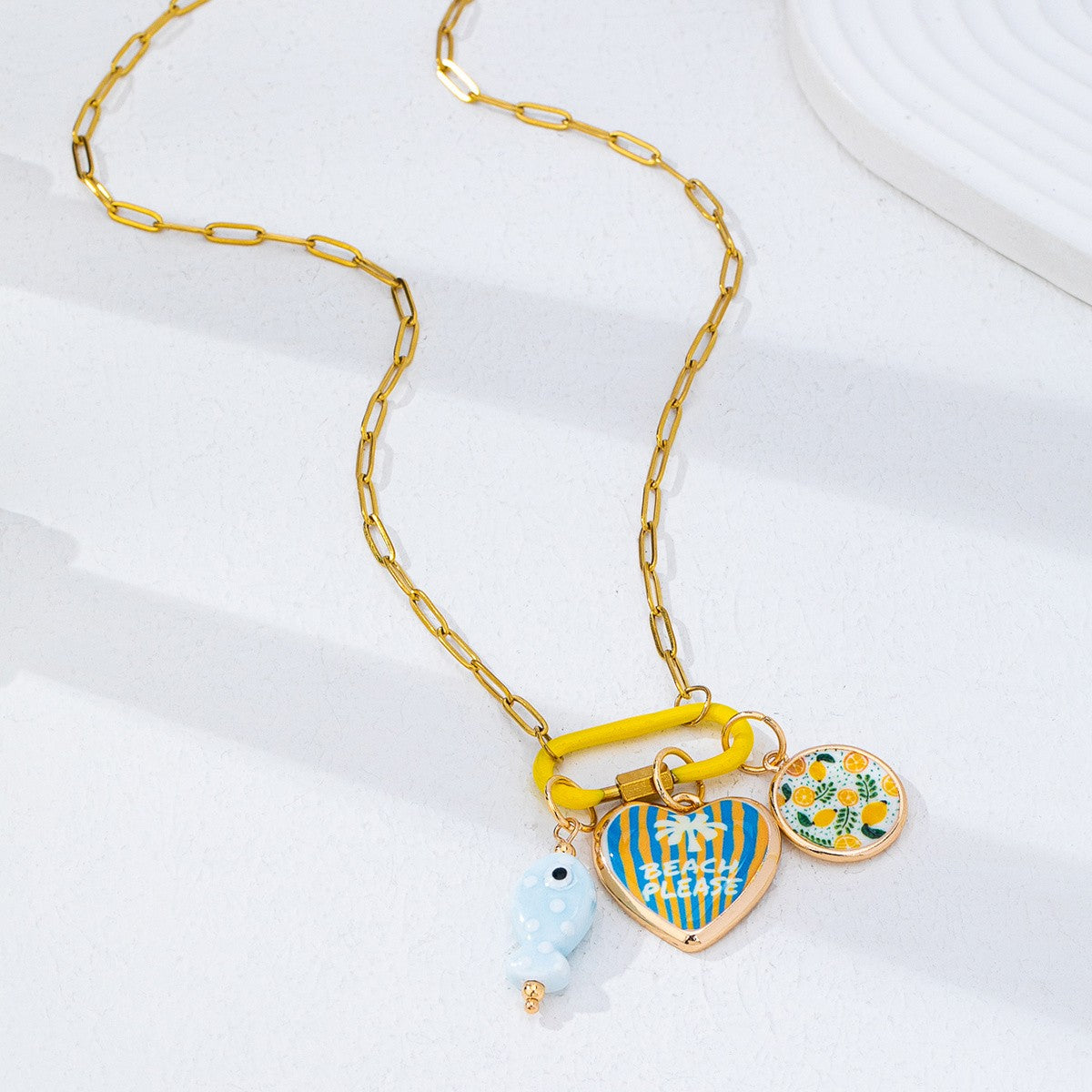 18k Colorful Enamel Charm Necklace