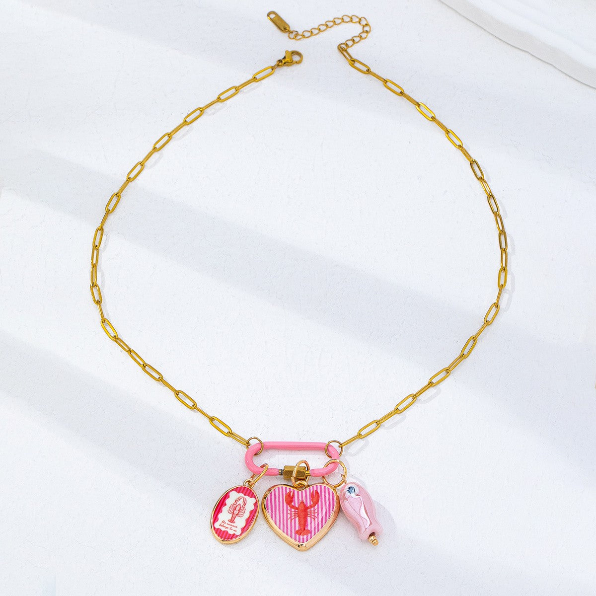 18k Colorful Enamel Charm Necklace
