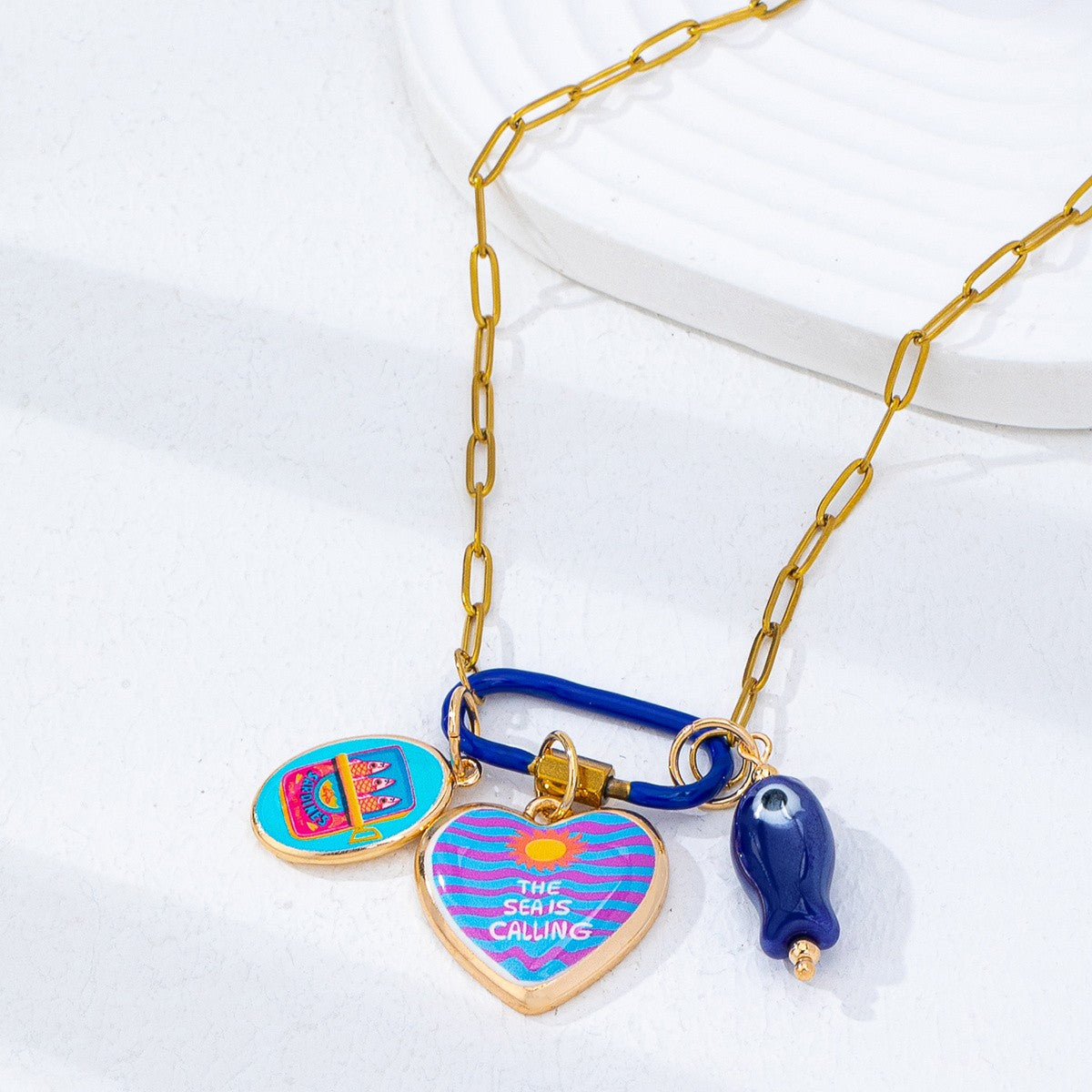 18k Colorful Enamel Charm Necklace