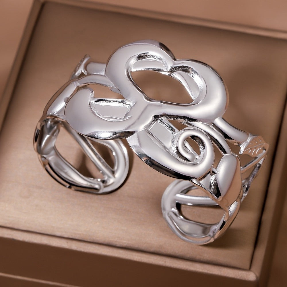 Hollow Heart & Cherry Cuff Bracelet
